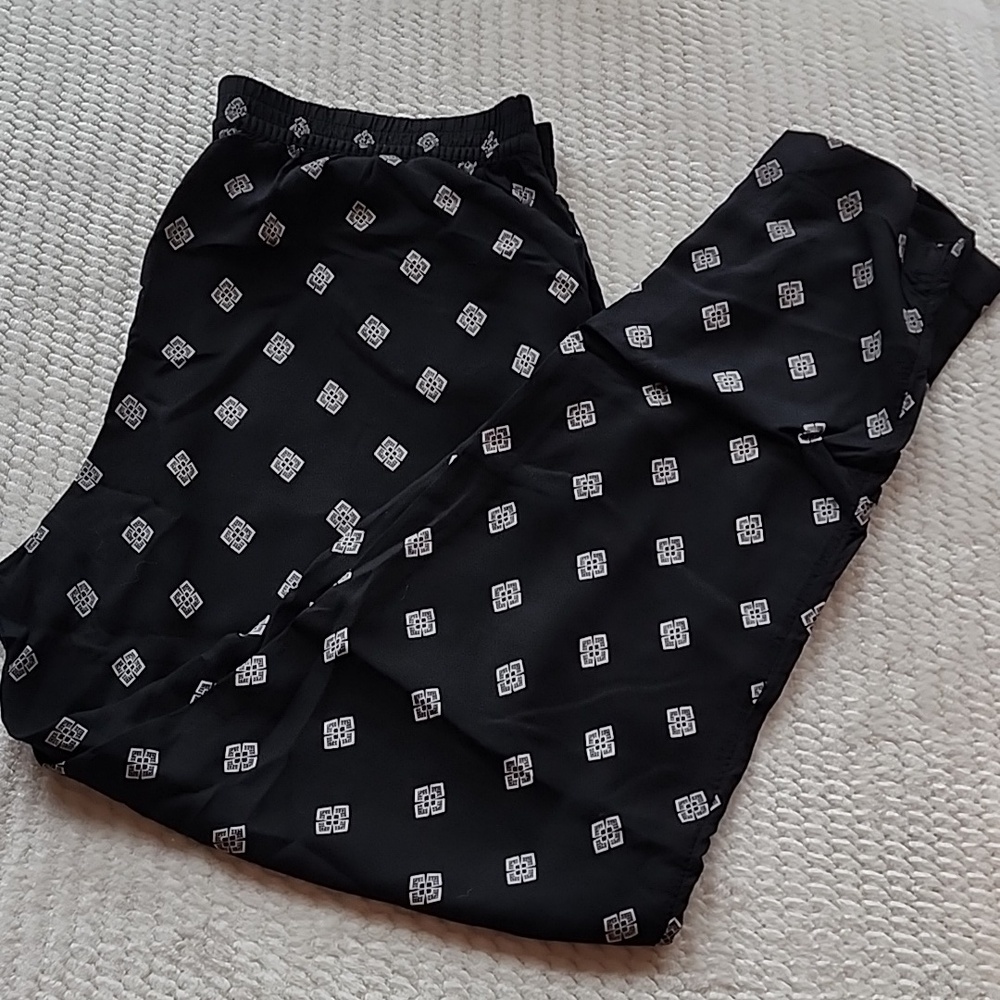 Divided Black Geometric Print Pants